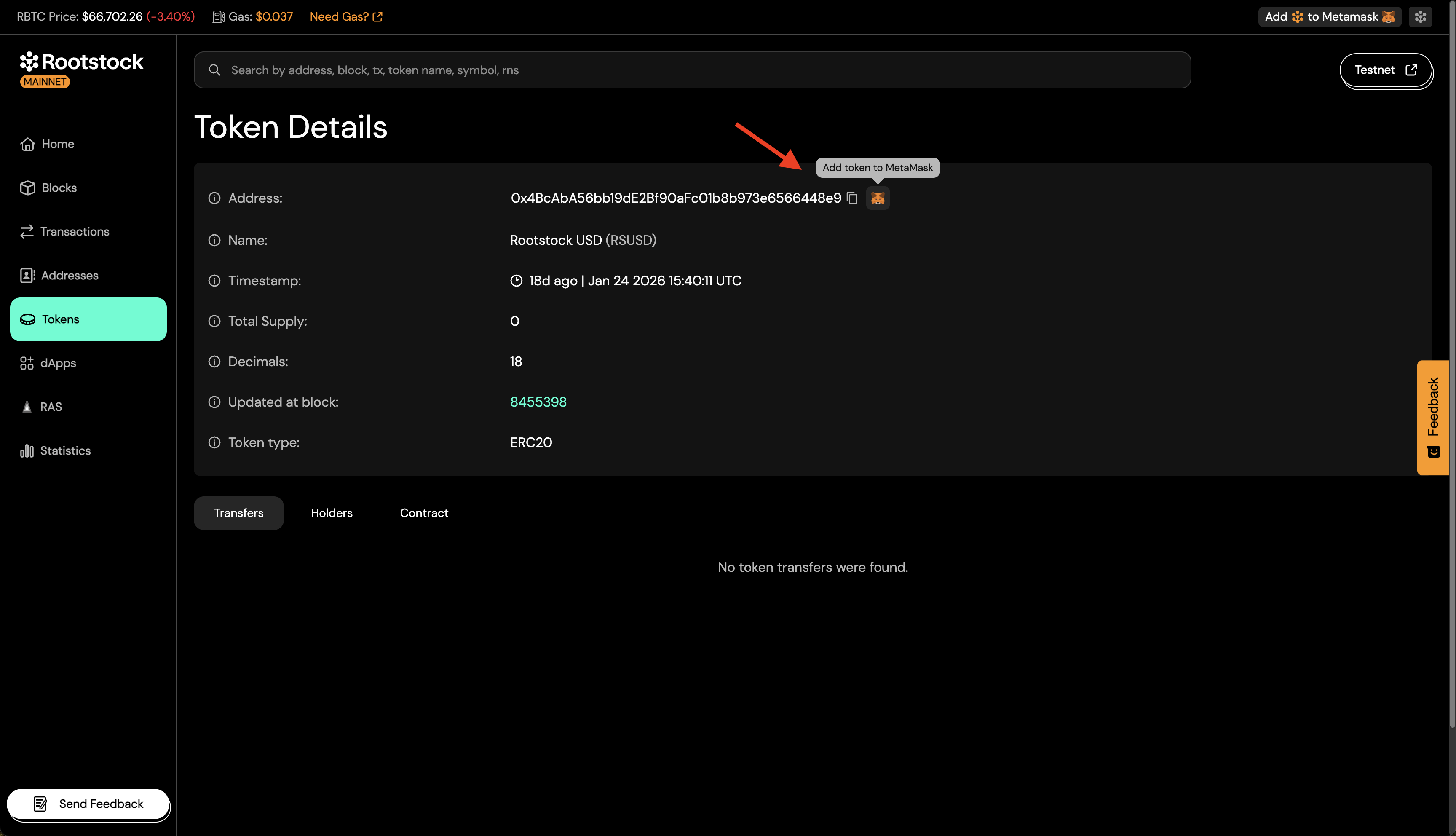 Add a token to MetaMask